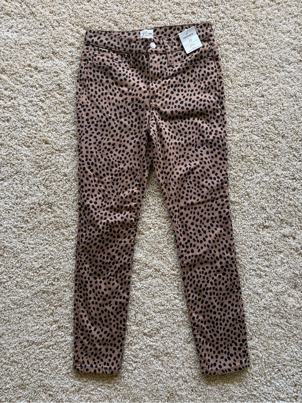 NWT J.Crew 9" Toothpick Jeans - Leopard Spot Print Size 25